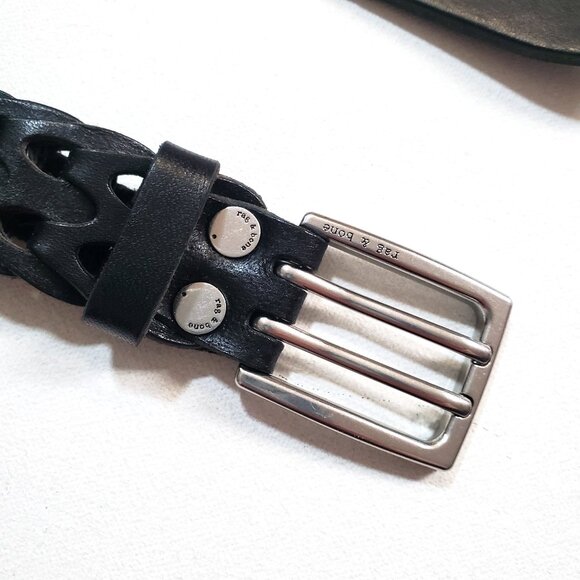 Rag & Bone Mini Woven Leather Belt Small Black - Picture 9 of 9